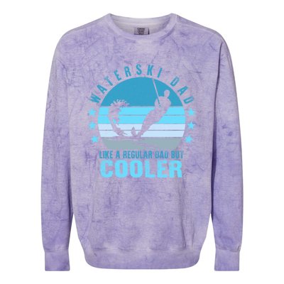 Waterski Dad Fathers Day Ski Lover Dad Water Skiing Rider Cute Gift Colorblast Crewneck Sweatshirt