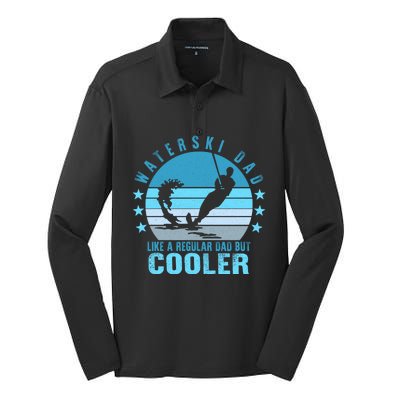 Waterski Dad Fathers Day Ski Lover Dad Water Skiing Rider Cute Gift Silk Touch Performance Long Sleeve Polo