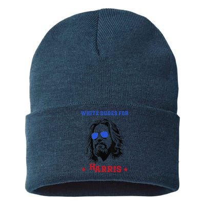 White Dudes For Kamala Harris 2024 Sustainable Knit Beanie