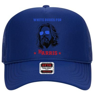 White Dudes For Kamala Harris 2024 High Crown Mesh Back Trucker Hat