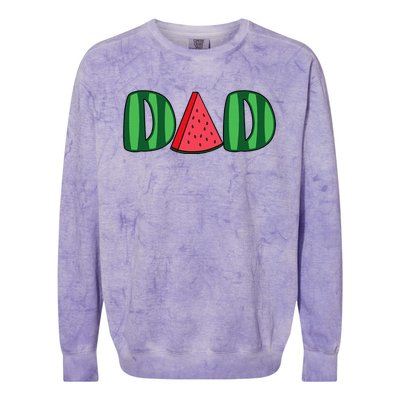 Watermelon Dad Fruitarian Lover Summer Father Fruit Slice Colorblast Crewneck Sweatshirt