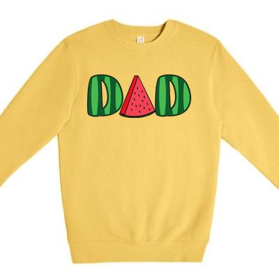 Watermelon Dad Fruitarian Lover Summer Father Fruit Slice Premium Crewneck Sweatshirt