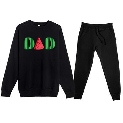 Watermelon Dad Fruitarian Lover Summer Father Fruit Slice Premium Crewneck Sweatsuit Set