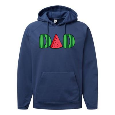 Watermelon Dad Fruitarian Lover Summer Father Fruit Slice Performance Fleece Hoodie