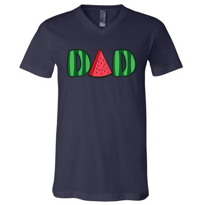 Watermelon Dad Fruitarian Lover Summer Father Fruit Slice V-Neck T-Shirt