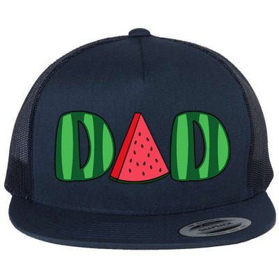 Watermelon Dad Fruitarian Lover Summer Father Fruit Slice Flat Bill Trucker Hat