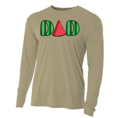 Watermelon Dad Fruitarian Lover Summer Father Fruit Slice Cooling Performance Long Sleeve Crew