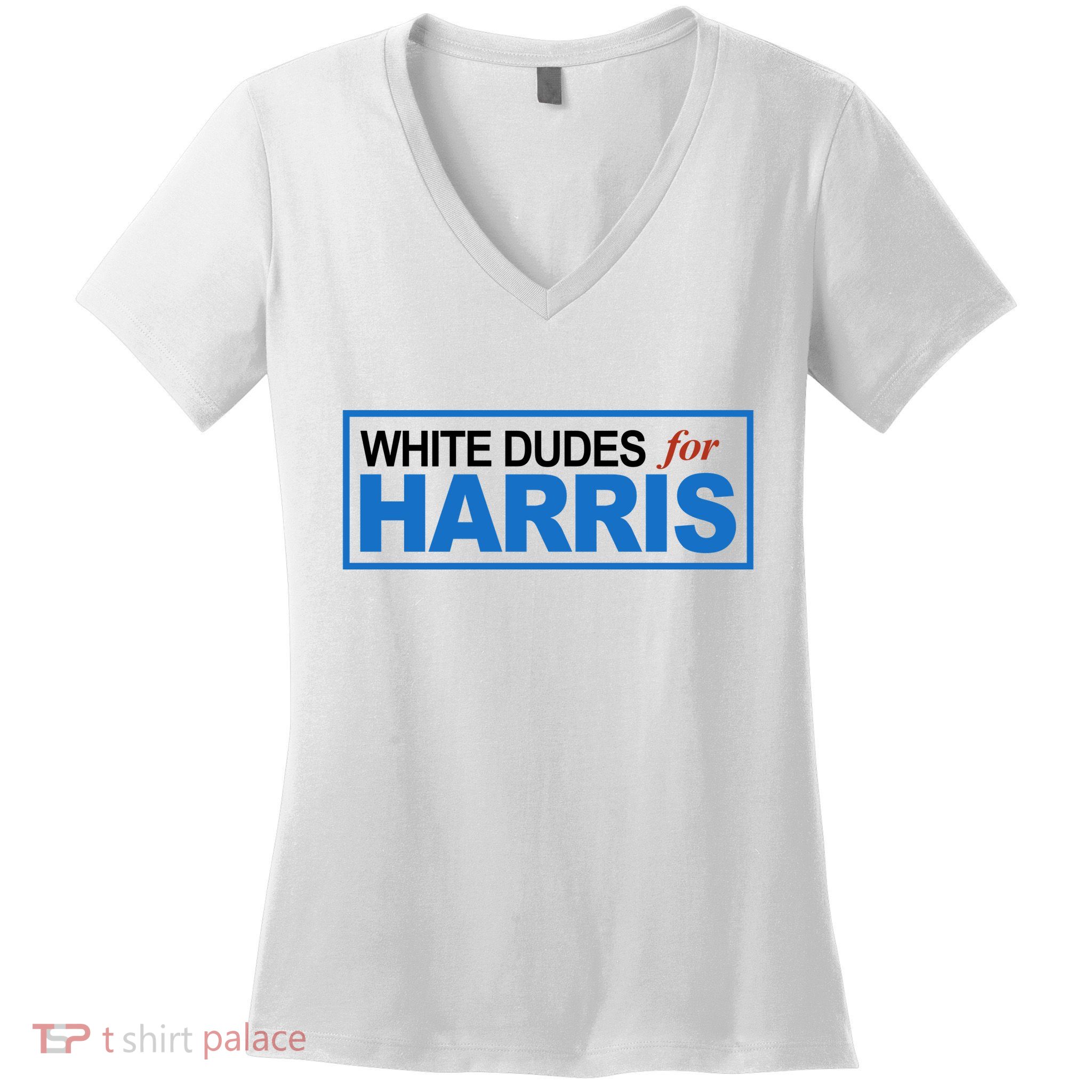 White Dudes For Kamala Harris Women's V-Neck T-Shirt