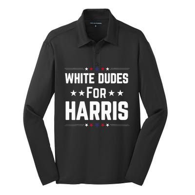 White Dudes For Kamala Harris Silk Touch Performance Long Sleeve Polo