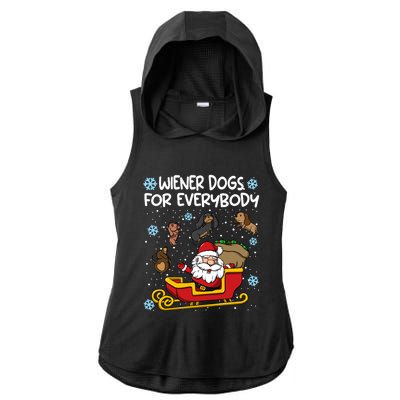 Wiener Dogs For Everybody Santa Funny Christmas Dachshund Gift Ladies PosiCharge Tri-Blend Wicking Draft Hoodie Tank