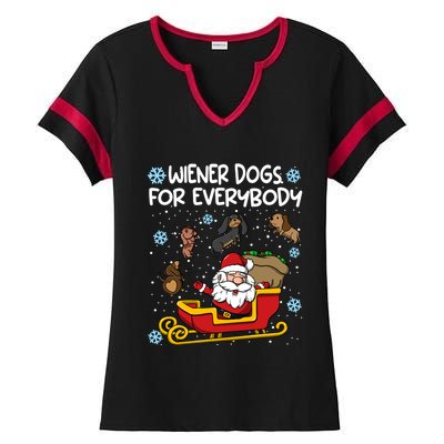 Wiener Dogs For Everybody Santa Funny Christmas Dachshund Gift Ladies Halftime Notch Neck Tee