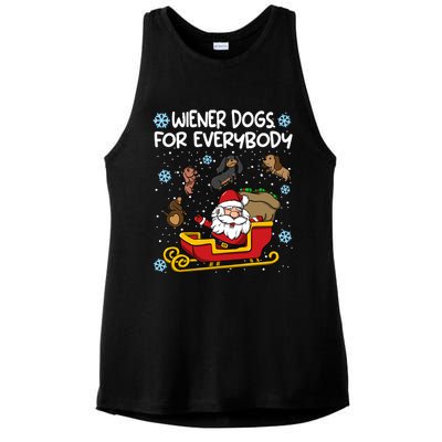 Wiener Dogs For Everybody Santa Funny Christmas Dachshund Gift Ladies PosiCharge Tri-Blend Wicking Tank