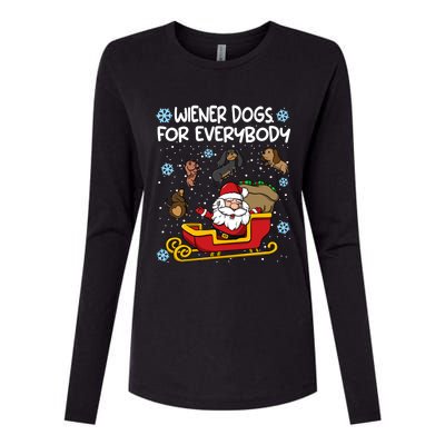 Wiener Dogs For Everybody Santa Funny Christmas Dachshund Gift Womens Cotton Relaxed Long Sleeve T-Shirt