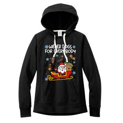 Wiener Dogs For Everybody Santa Funny Christmas Dachshund Gift Women's Fleece Hoodie