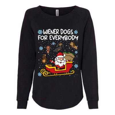 Wiener Dogs For Everybody Santa Funny Christmas Dachshund Gift Womens California Wash Sweatshirt