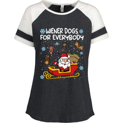 Wiener Dogs For Everybody Santa Funny Christmas Dachshund Gift Enza Ladies Jersey Colorblock Tee