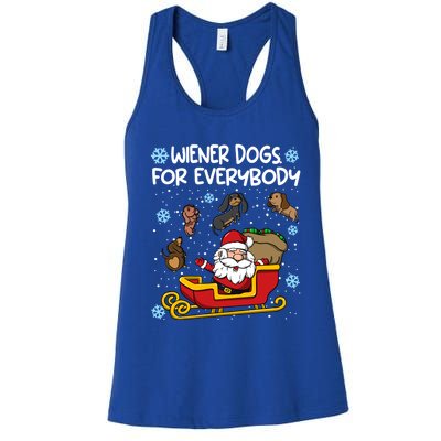 Wiener Dogs For Everybody Santa Funny Christmas Dachshund Gift Women's Racerback Tank