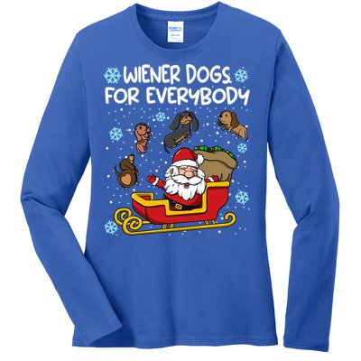 Wiener Dogs For Everybody Santa Funny Christmas Dachshund Gift Ladies Long Sleeve Shirt