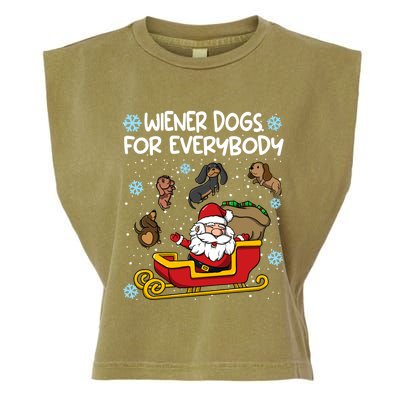 Wiener Dogs For Everybody Santa Funny Christmas Dachshund Gift Garment-Dyed Women's Muscle Tee