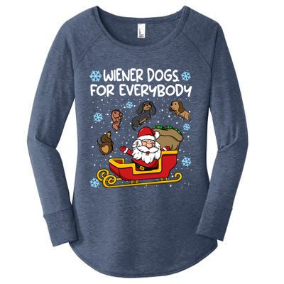 Wiener Dogs For Everybody Santa Funny Christmas Dachshund Gift Women's Perfect Tri Tunic Long Sleeve Shirt