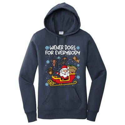 Wiener Dogs For Everybody Santa Funny Christmas Dachshund Gift Women's Pullover Hoodie