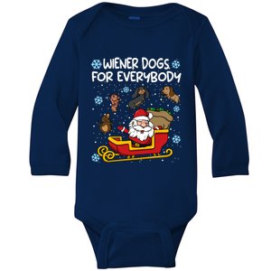 Wiener Dogs For Everybody Santa Funny Christmas Dachshund Gift Baby Long Sleeve Bodysuit