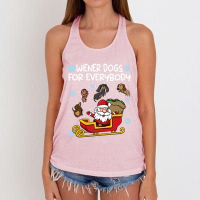 Wiener Dogs For Everybody Santa Funny Christmas Dachshund Gift Women's Knotted Racerback Tank