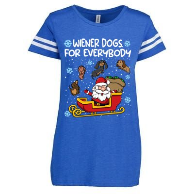 Wiener Dogs For Everybody Santa Funny Christmas Dachshund Gift Enza Ladies Jersey Football T-Shirt