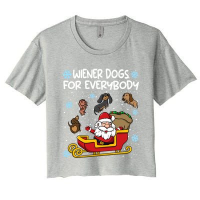 Wiener Dogs For Everybody Santa Funny Christmas Dachshund Gift Women's Crop Top Tee