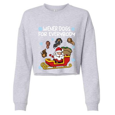 Wiener Dogs For Everybody Santa Funny Christmas Dachshund Gift Cropped Pullover Crew