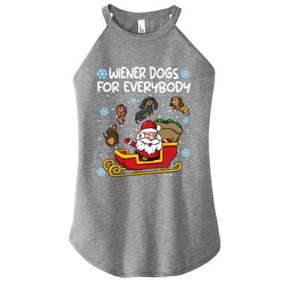 Wiener Dogs For Everybody Santa Funny Christmas Dachshund Gift Women's Perfect Tri Rocker Tank