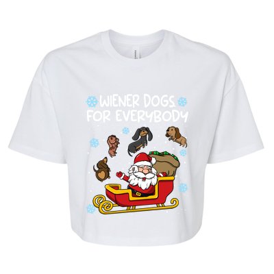 Wiener Dogs For Everybody Santa Funny Christmas Dachshund Gift Bella+Canvas Jersey Crop Tee