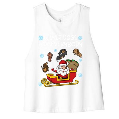 Wiener Dogs For Everybody Santa Funny Christmas Dachshund Gift Women's Racerback Cropped Tank