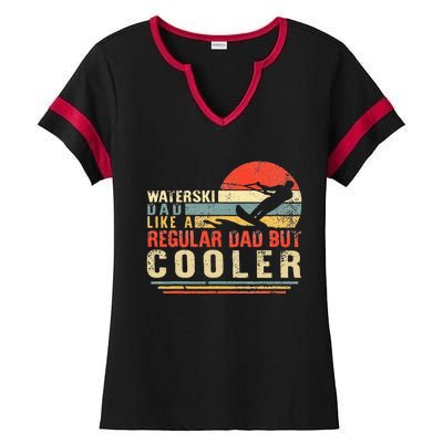 Waterski Dad Fathers Day Ski Lover Dad Water Skiing Rider Ladies Halftime Notch Neck Tee