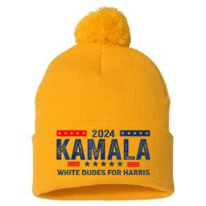 White Dudes For Kamala Harris 2024 For President Election Pom Pom 12in Knit Beanie