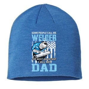 Welder Dad Fathers Day Funny Daddy Welding Dad Great Gift Sustainable Beanie