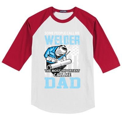 Welder Dad Fathers Day Funny Daddy Welding Dad Great Gift Kids Colorblock Raglan Jersey