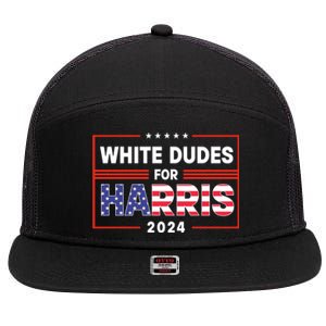 White Dudes For Harris 2024 7 Panel Mesh Trucker Snapback Hat