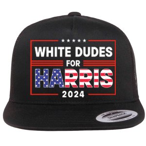 White Dudes For Harris 2024 Flat Bill Trucker Hat