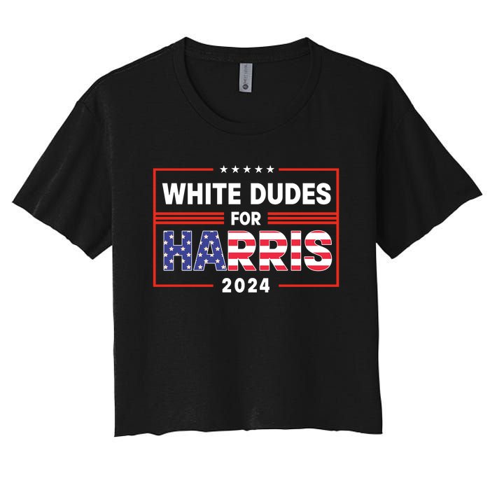 White Dudes For Harris 2024 Women's Crop Top Tee