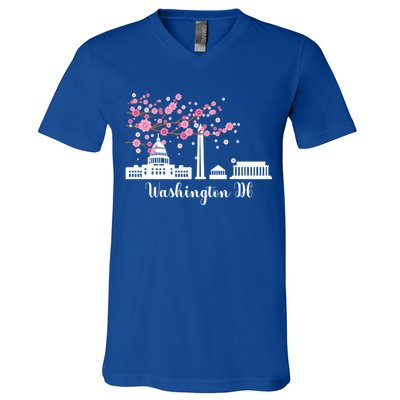 Washington Dc Funny Gift Cherry Blossoms Memorial Monut Meaningful Gift V-Neck T-Shirt