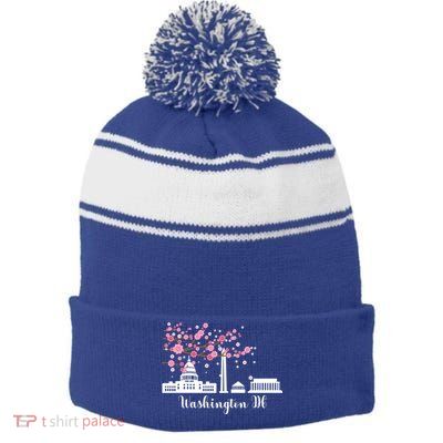 Washington Dc Funny Gift Cherry Blossoms Memorial Monut Meaningful Gift Stripe Pom Pom Beanie