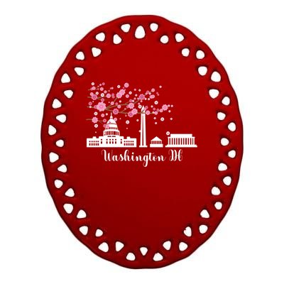 Washington Dc Funny Gift Cherry Blossoms Memorial Monut Meaningful Gift Ceramic Oval Ornament