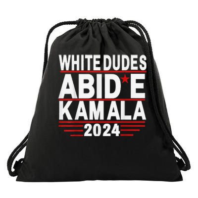 White Dudes For Trump Kamala Harris 2024 Support Drawstring Bag