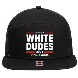 White Dudes For Harris 2024 7 Panel Mesh Trucker Snapback Hat