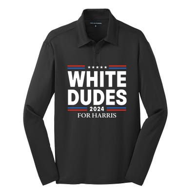 White Dudes For Harris 2024 Silk Touch Performance Long Sleeve Polo