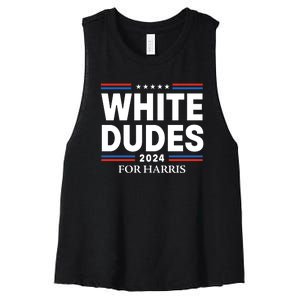 White Dudes For Harris 2024 Women's Racerback Cropped Tank