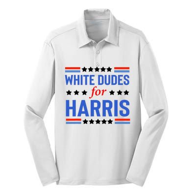 White Dudes For Kamala Harris Silk Touch Performance Long Sleeve Polo