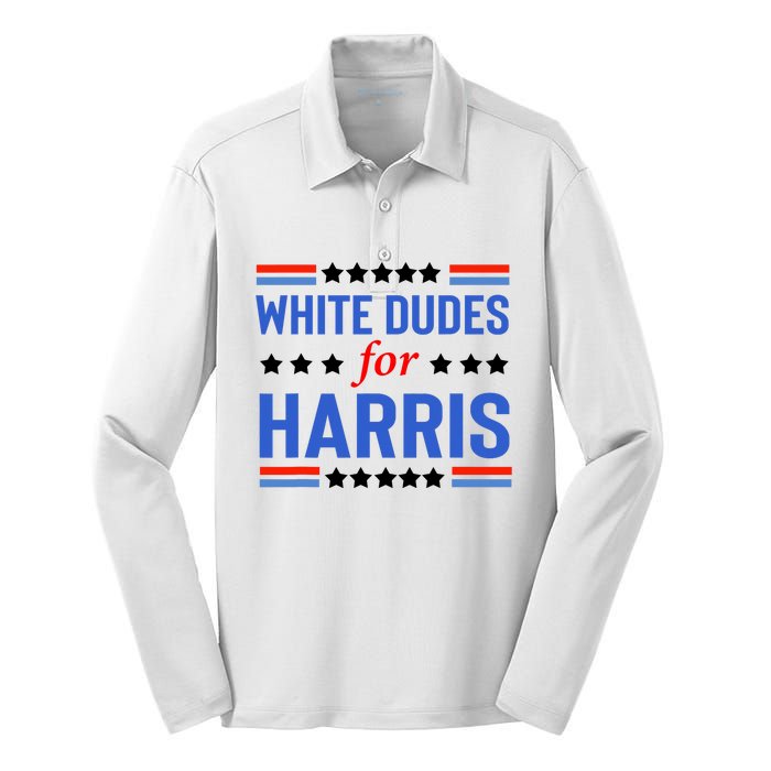 White Dudes For Kamala Harris Silk Touch Performance Long Sleeve Polo