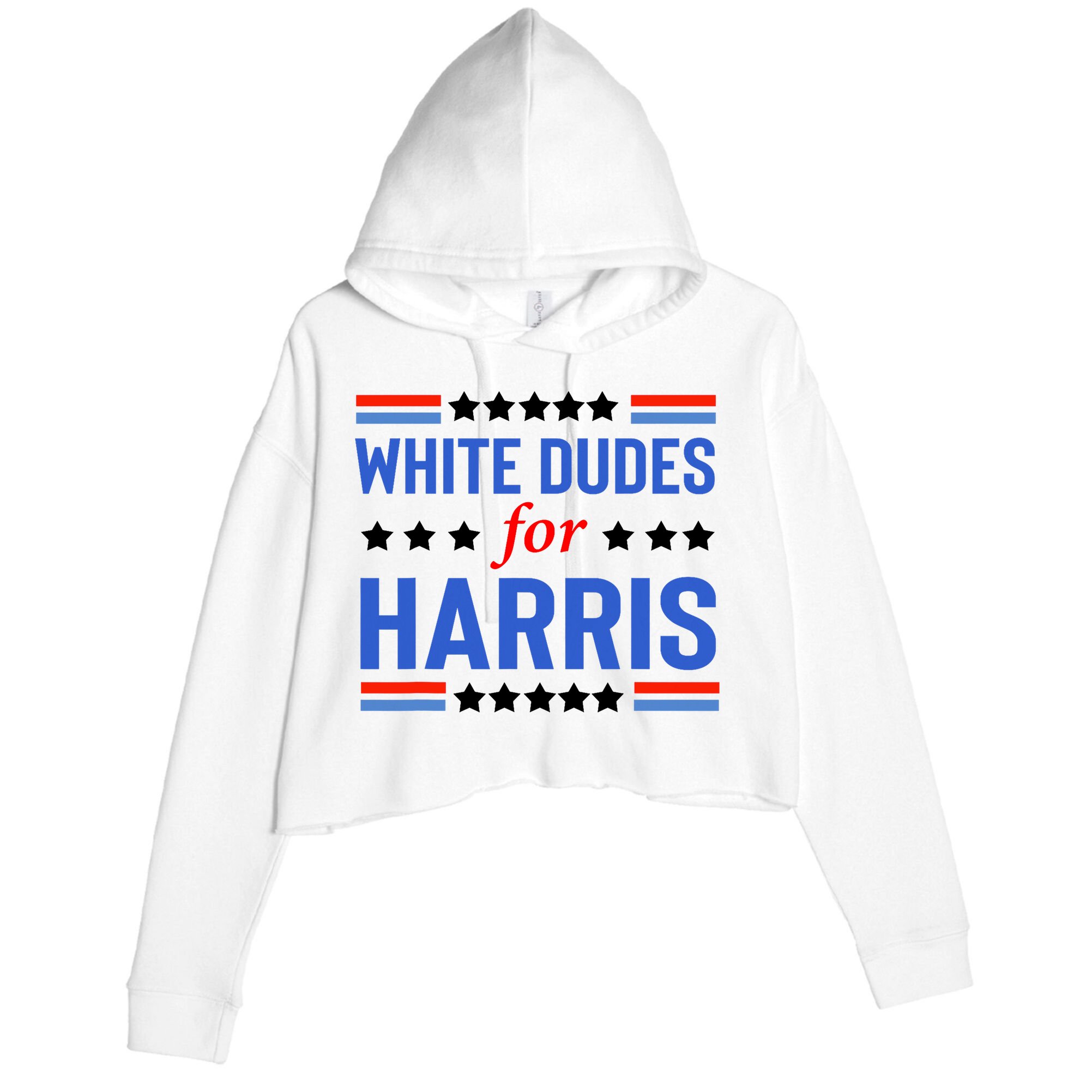 White Dudes For Kamala Harris Crop Fleece Hoodie